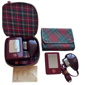 2 pc set Vintage Norelco Electric Shaver Set With Tartan Travel Cases & Instruct